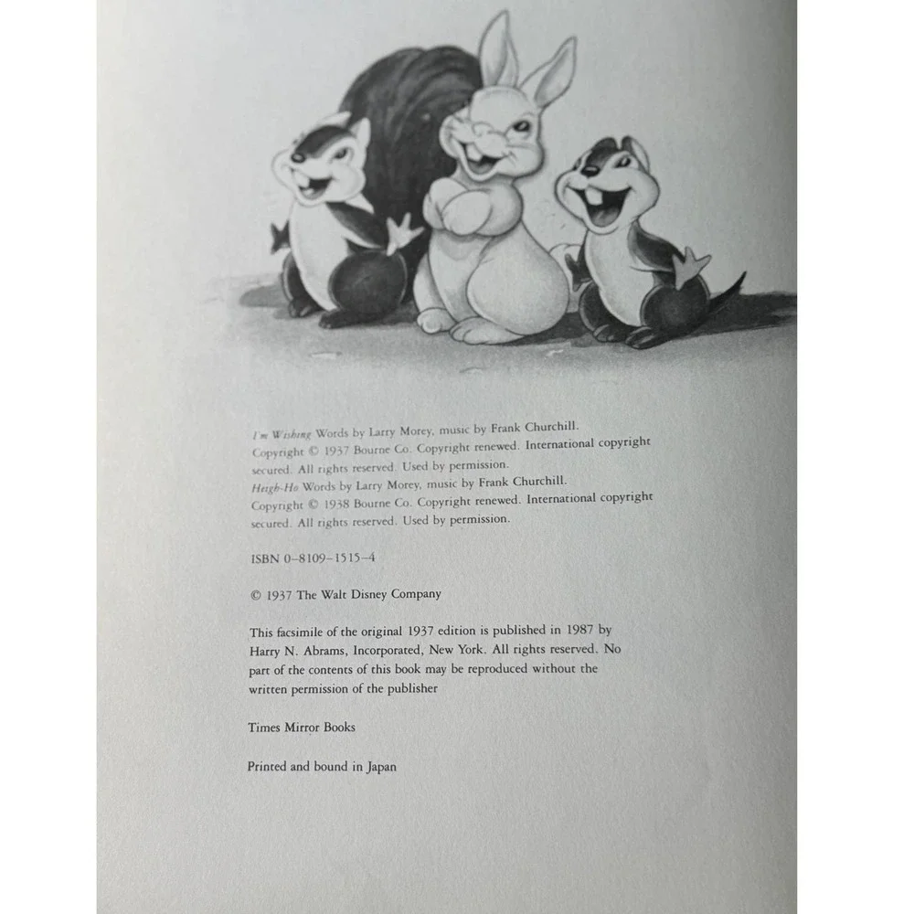 Snow White Seven Dwarfs 1987 Abrams 50th Anniversary Facsimile Edition Book